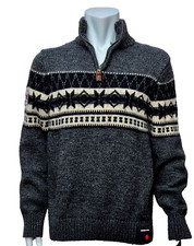 SUPERDRY Mens Lovely Vintage Acrylic Zip Up Pull Over Jumper High Neck UK XXL