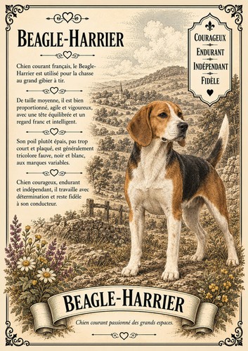 Affiche beagle harrier - a4,