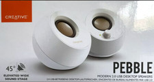 Enceintes de Bureau Elégantes Blanches "Creative Pebble 2.0"Alimentation USB 2.0