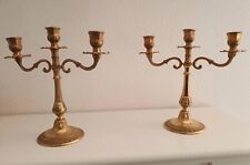 RARE PAIRE DE CHANDELIERS TROIS BRANCHES STYLE EMPIRE EN BRONZE MASSIF 26 CM