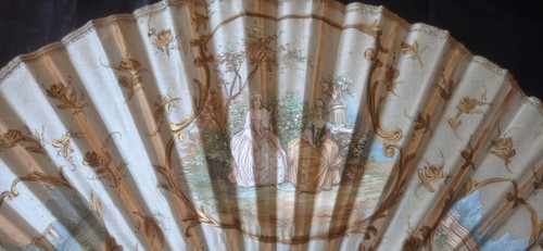 Bel eventail peint - eventail, dentelle