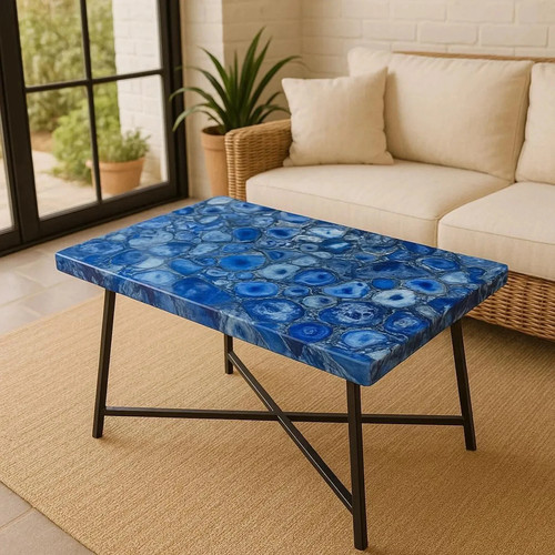 Table basse agate bleue - table,