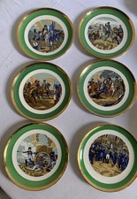 6 Assiettes A Dessert Decoratives  Differentes Theme Napoleon  Faience Gien 