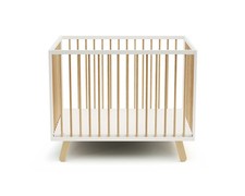 Parc bébé en bois PIRATE Blanc et Hêtre Verni 80 x 100 cm