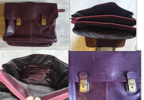 Cartable cuir bordeaux - cartable,