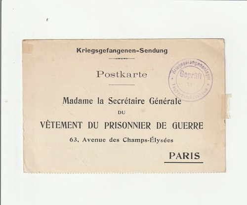 1915 carte prisonnier - 1915,