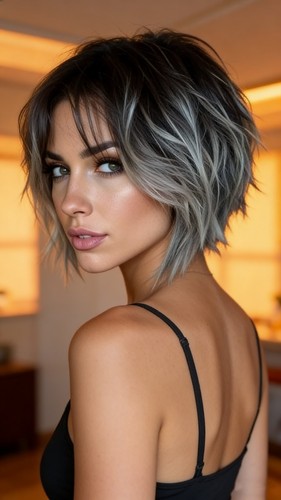 Short wavy ombre - ombre, bob
