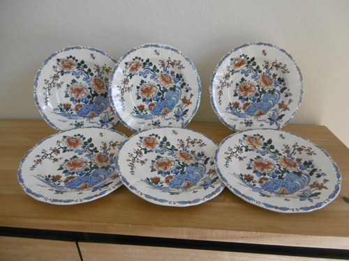 Six assiettes creuses faience - six,