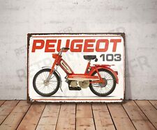 Plaque métal vintage Peugeot 103 mobylette Enseigne Garage Décoration moto Déco