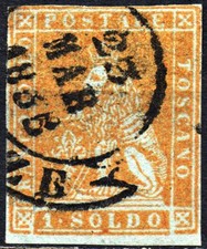 1851 - Tuscany/Tuscany 1 Soldo Lion of Tuscany - Marzocco - Scott 2 Used