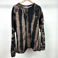Vintage Champion Crew Neck Pull Over Sweatshirt Black Bleach Tie Dye Size 3XL