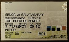 2012 Friendly - Genoa V Galatasaray Match Ticket 07/09/12