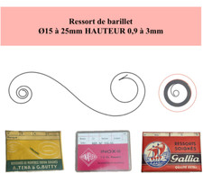 Ressort Barillet de Montre mécanique {Ø15 à 25mm HAUTEUR 0,9 à 3mm} (Annonce 2)