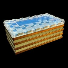 SABINO France GRANDE BOÎTE ART DÉCO 1930 Couvercle Verre Opalescent et laiton