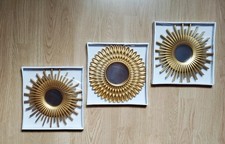 LOT DE 3 MIROIRS RONDS DORÉS