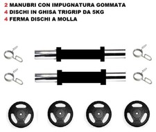 Paire d'haltères en acier + 4 disques kg 8 trous 25 mm de fermeture à ressort...