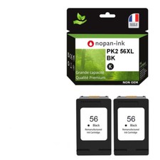 56XL fabriqué en France, 2 Cartouche d'encre compatible pour HP 56 XL Noir C6656