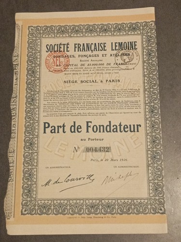 Ancien titre action société - titre/,