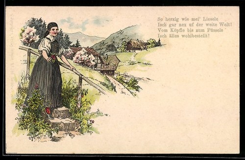 Lithographie costume souabe