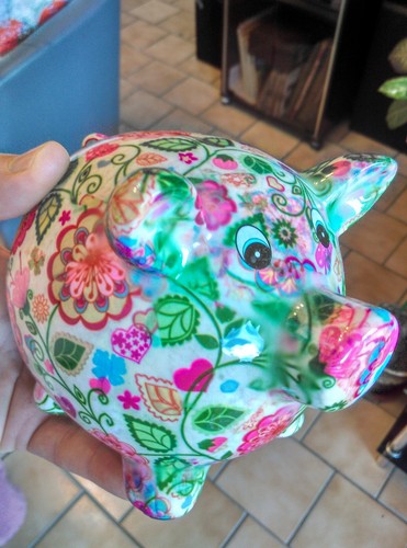 Cochon tirelire décoré - cochon,