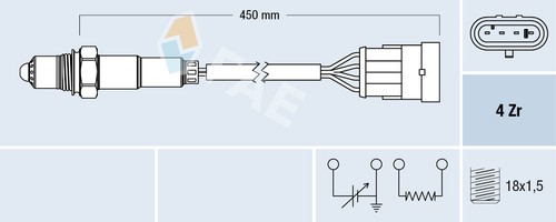 Sonde lambda 77159 - fae, pour