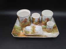 Rare Mouzin Lecat Nimy Lez-Mons Art Deco Earthenware Smoking Service Needles