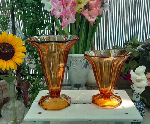 Vases ambré czechoslovakia - 2,
