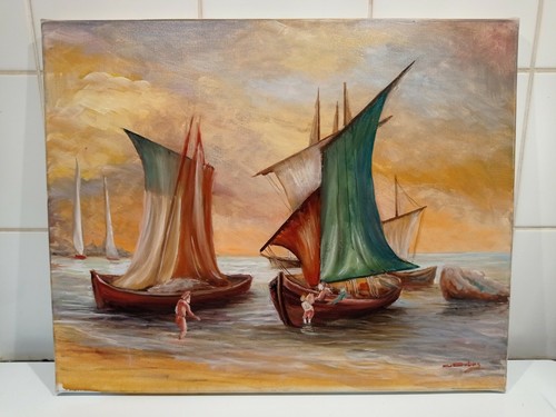 Tableau toile 41x33cm bateaux - 41x33cm,