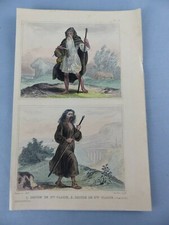 GRAVURE ancienne vers 1850 costumes ANGLETERRE druides 50 ans AV. J-C ,154