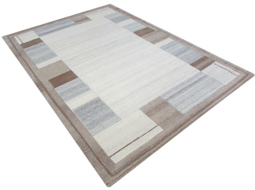 Tapis 100 laine beige - laine, gris