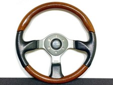 MOMO Fighter Steering Wheel Leather/Wood 350mm F-31 2003 Horn Set F/S
