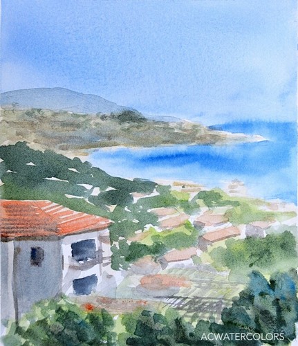 Aquarelle originale baie de - originale,,