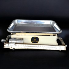 Balance ménagère ancienne MBS blanche à poids coulissant vintage