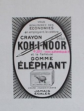 ADVERTISEMENT PENCIL PAPER KOH I NOOR ELEPHANT GUM 1926 FRENCH ADVERT PEN AD