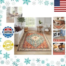 Lahome Tapete bohemio, suave, grande, lavable, con estampado, no desprende pe...