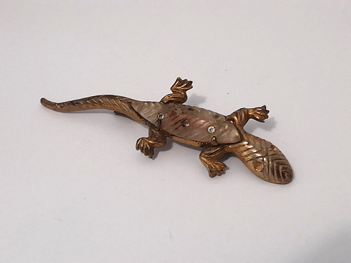 Ancien bijou broche salamandre - bijou,