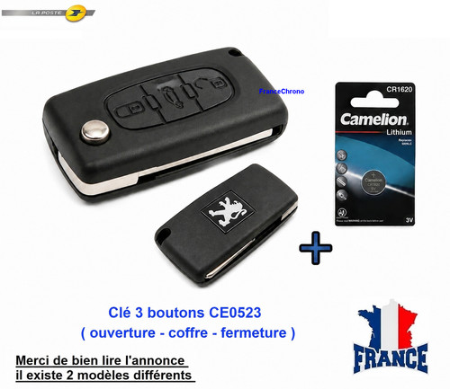 Cle coque boitier peugeot - cle,