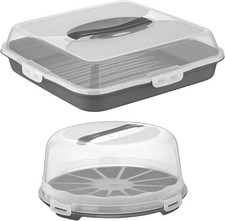 Set Boîtes Transport Gâteau Rond & Rectangulaire Pâtisserie Anthracite