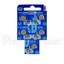 5 x Renata 394 Silver oxide batteries 1.55V SR936W SR45 V394 Watch 0% Mercury