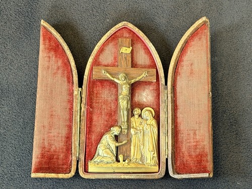 Crucifix autel voyage cuir - crucifix, de