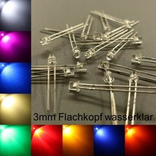 3mm LEDs flat head water clear all colours including resistors light emitting diodes LED