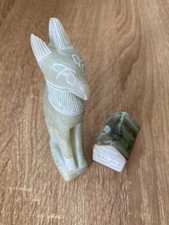 2x Déco Figurine Petit Maison 4,5cm Égyptien Katzengöttin 12cm Pierre Ollaire