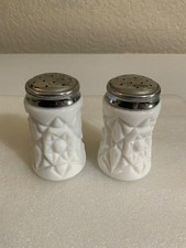 Vintage Milk Glass Salt and Pepper Shakers-A