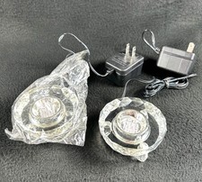 Set of 2 Sorelle Crystal Changing LED Lighted Display Light Base Multi Colored