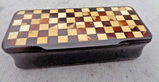 Attractive Vintage Large Faux Checkered Pattern Tortoiseshell Snuff Box c.1900s