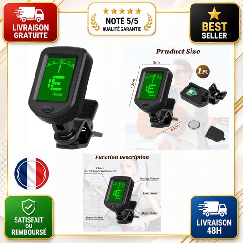 Accordeur guitare pince lcd - guitare, à