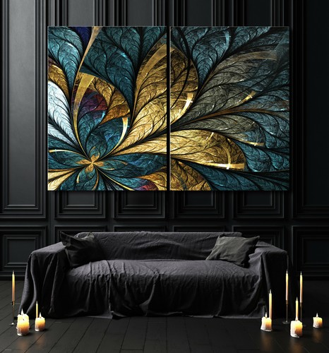Feuille abstrait toile - d'or,