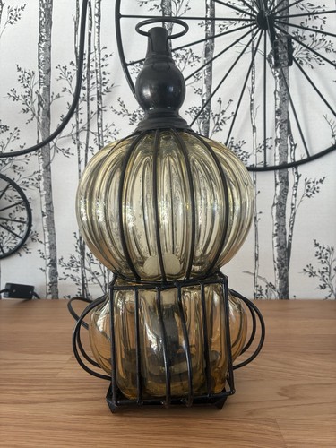 Lampe table verre ambre - lampe,