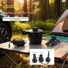 Pour Matelas 12V Voiture Pompe à Air Remplissage Rapide Trois Buses Interchange