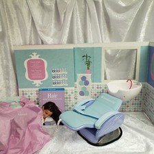 American Girl Spa Chair Blue Salon W/ Water Sounds Tested & Works! "RETIRED"